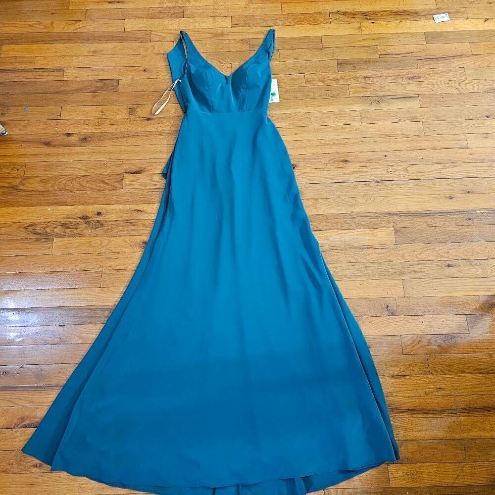Jenny Yoo Delaney Maxi Dress V Neck Tie Back Size 2 - Picture 1 of 8